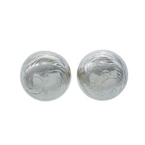 Vintage Sterling Silver 925 Hand Tooled Round Dome Clip-On Earrings